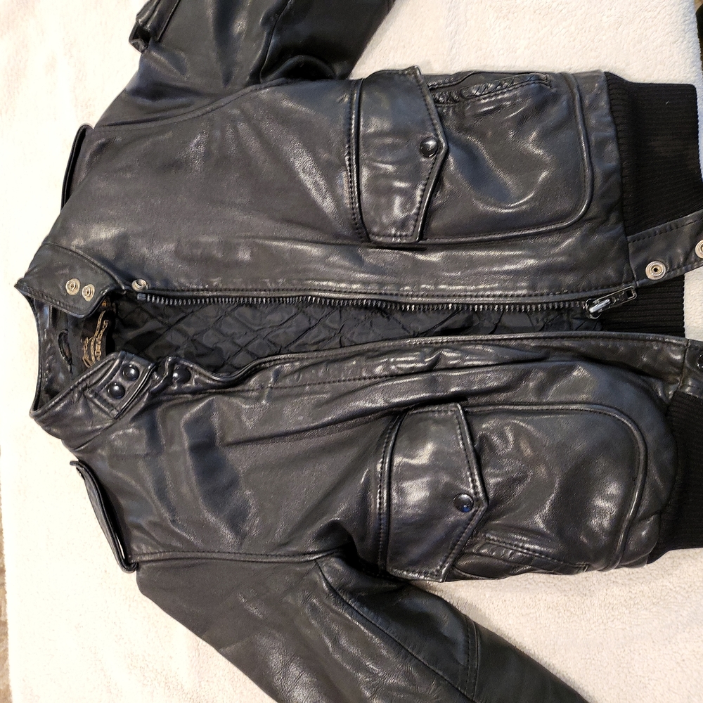 Vintage Men’s Harley Davidson Black Leather Bomber Jacket